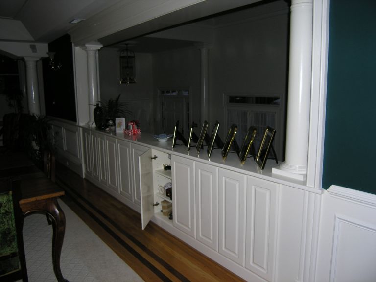 Built in cabinets add to dining room details