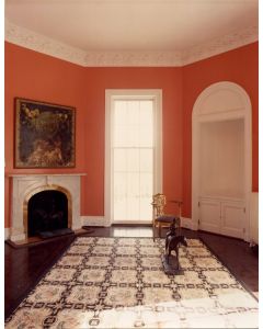 Music room restored windows and fireplace